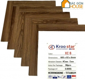 Sàn gỗ Kroo Star xương cá XC6 (8mm) Giá Vật Tư: 350.000 Vnd/m2